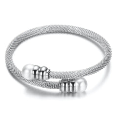 18K Gold Three-Color Pearl Titanium Steel Bracelet