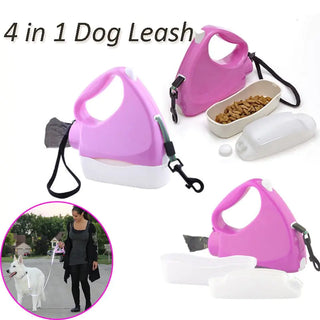 4-in-1 Retractable Pet Leash with Water Bottle and Bowl