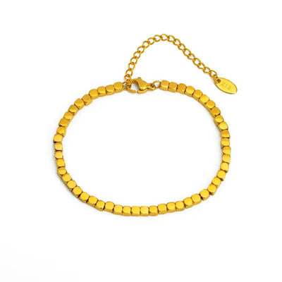 18k Gold Small Square Titanium Steel Bracelet